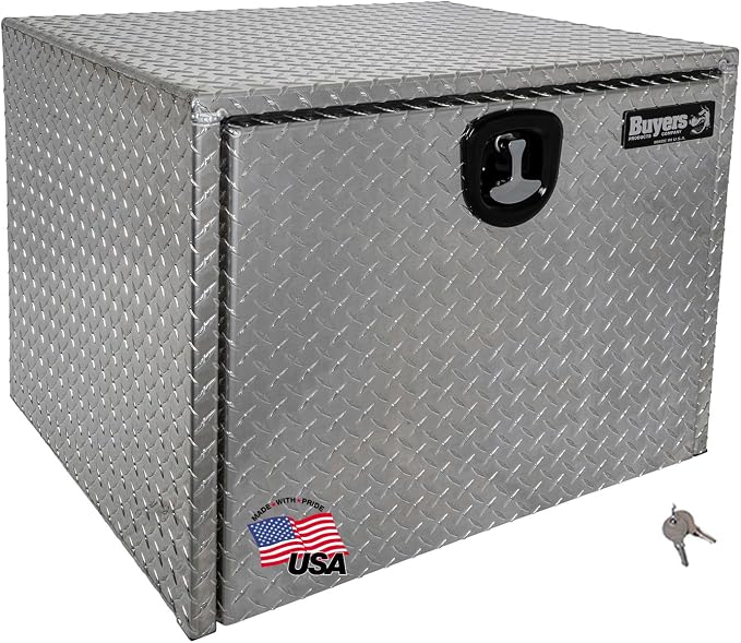 Buyers Products 1705133 Diamond Tread Aluminum Underbody Truck Tool Box, 24 x 24 x 30, Made in USA, .100 in. Thick, Corrosion-Resistant, Locking Compression Latch, Secure Storage for Work Trucks