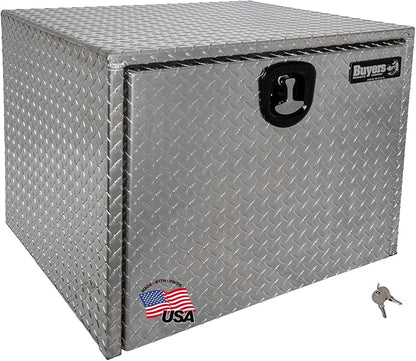 Buyers Products 1705133 Diamond Tread Aluminum Underbody Truck Tool Box, 24 x 24 x 30, Made in USA, .100 in. Thick, Corrosion-Resistant, Locking Compression Latch, Secure Storage for Work Trucks