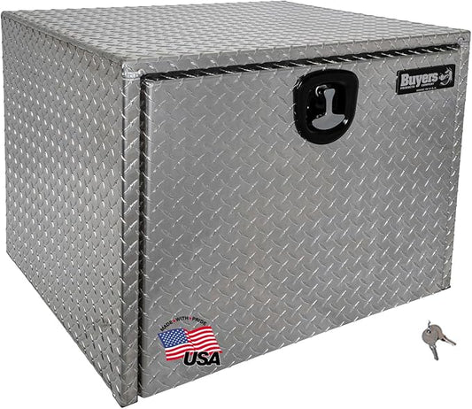 Buyers Products 1705133 Diamond Tread Aluminum Underbody Truck Tool Box, 24 x 24 x 30, Made in USA, .100 in. Thick, Corrosion-Resistant, Locking Compression Latch, Secure Storage for Work Trucks