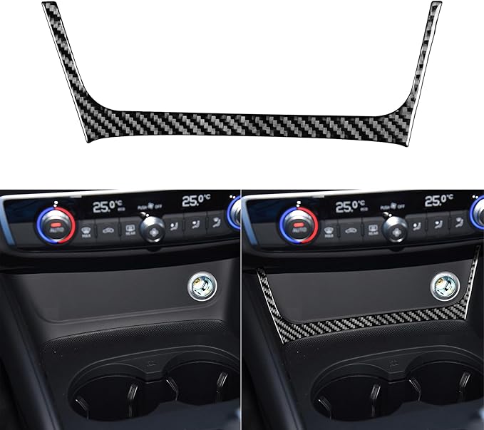 Real Premium Carbon Fiber Decor Compatible with Audi A3 S3 RS3 8V 2013 2014 2015 2016 2017 2018 2019 Car Center Console Power Outlet Sticker Frame Interior Accessories Decal Black