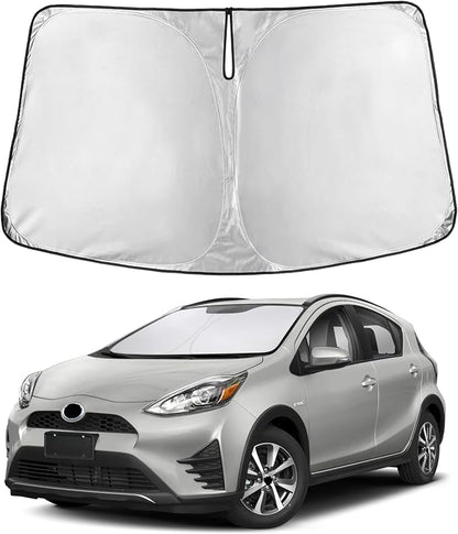 EcoNour Windshield Sunshade Compatible for Toyota Prius C 2012-2017 2018 2019, Sun Visor for Front Windshield & Window Sun Shade Cover, UV Heat Blocker & Protector, Car Accessories