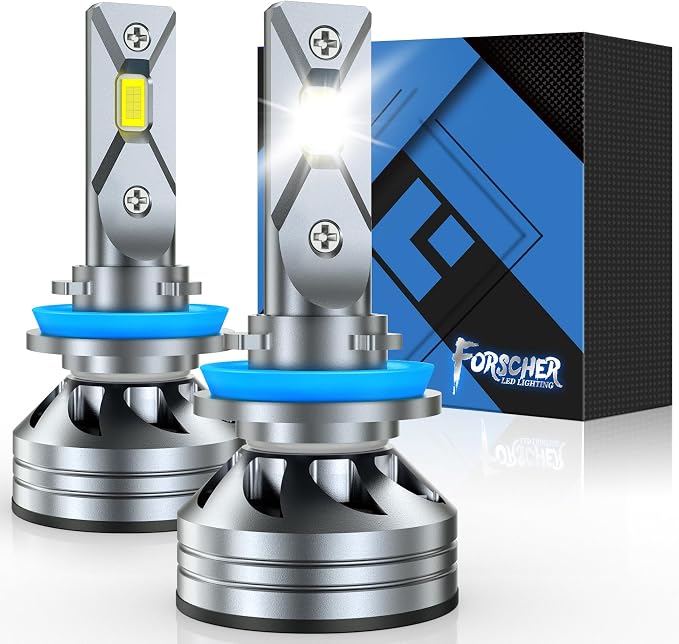 FORENNER NextGen & Upgraded H11 H9 H8 Bulbs, 45000LM 12X Super Bright, 6500K 1:1 Size 3-Min Direct Replacement H9 H8 Fog Bulb for Off-Road Use Glare-Free, Tire Light Assemblies Pack of 2