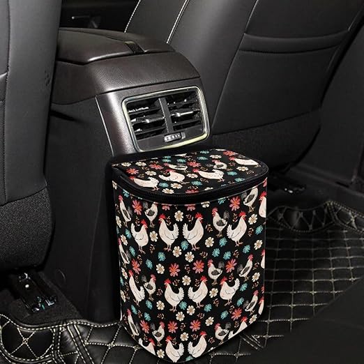 BIGCARJOB Hippie Boho Chicken Car Garbage Can Hanging Trash Bag for Back Seat Auto Interior Storage Bags Car Trash Interior Accessories for Mens Womens
