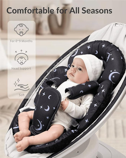 Generic Infant Car Seat Insert Compatible with Mamaroo Swing & Graco Swing and Infant Car Seat, Newborn Insert Baby Head Body Support, Reversible Design, Breathable Soft Fabric, 1Pcs - Dot, Black