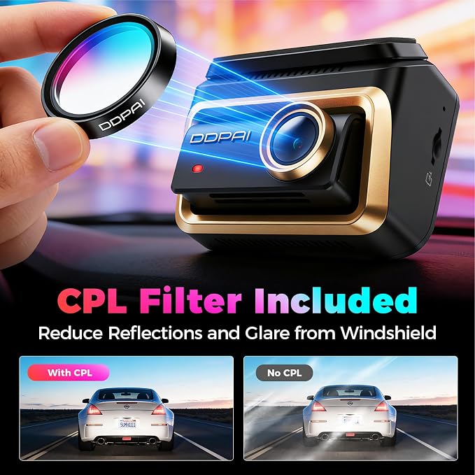 DDPAI 4K 3-Channel Dash Cam,Dashcam for Cars with 128G eMMC+CPL,Front & Rear & Inside(2160P+2160P+1080P),Dual STARVIS 2 Sensors IMX678 + IMX678,AI ISP Night Vision,ADAS, WiFi 6, 4G LTE,Z90 Master 3CH