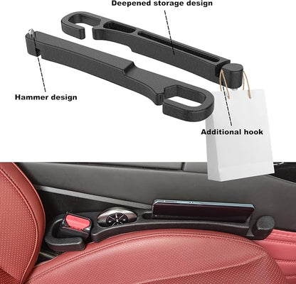 Car Seat Gap 2pk Filler with Storage, Hook & Emergency Glass Breaker