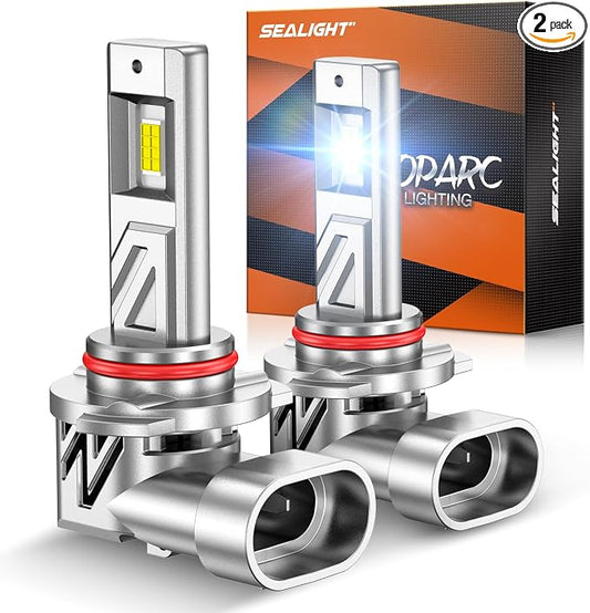 SEALIGHT HB3/9005 Light Bulb, 900% 44,000LM Super Bright 9005 LED Bulbs, 6500K Cool White with Fan, Real 1:1 Stock Size, 3Mins Easy Plug-N-Play, IP68 Waterproof, 2 Pack