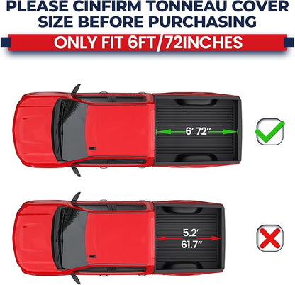 MOSTPLUS Soft Roll-Up Tonneau Cover Compatible for 1982-1993 Chevy S10 / Compatible for 1982-1990 GMC S15 / Compatible for 1991-1993 GMC Sonoma 6FT 72 Inch Fleetside Truck Bed