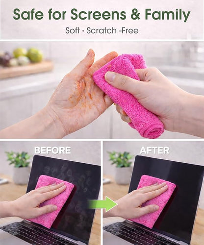 Microfiber Cleaning Cloth Roll - 100 Pack Tear Away Microfiber Paper Towels, Reusable, Washable, Scratch-Free, Kitchen Towels for Car, Home, Kitchen, Glass, Dishes (Hot Pink)
