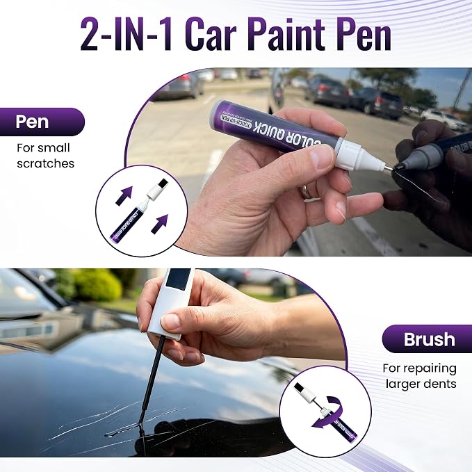 Black Touch Up Paint for Cars, Color Match Car Touch Up Paint, 2-in-1 Universal Car Scratch Repair Pen, Fast-Drying, Easy to Use, Safe & Versatile Use