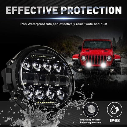 8PCS Round LED Work Light, 60W Flood Spot Combo Beam LED Light Bar with Daytime Running Light Off Road Driving Lights for Truck Pickup SUV ATV UTV