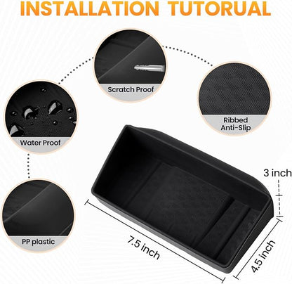 Autorder Rear Center Console Organizer for 2022-2025 2026 Toyota Tundra SR/SR5 Accessories - Rear Armrest Box Air Vent Storage Box - Silicone Black