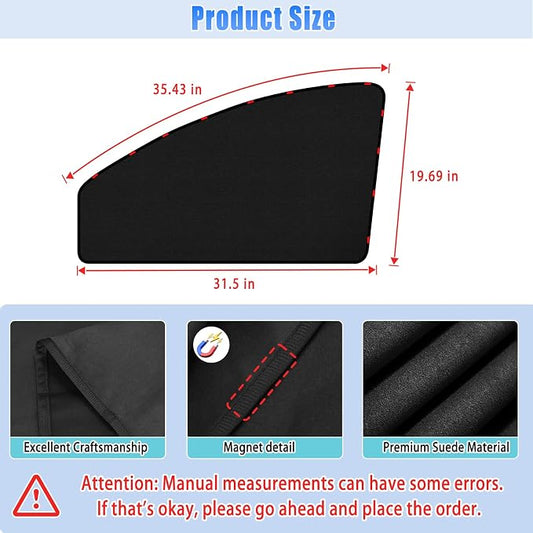 ZATOOTO Car Window Shades for Front Side Window Suede Sun Shade for Privacy, 2PCS Side Window Curtains UV Protection, Car Window Cover for Block Out Light for Camping, Sleeping, Cloth Changing