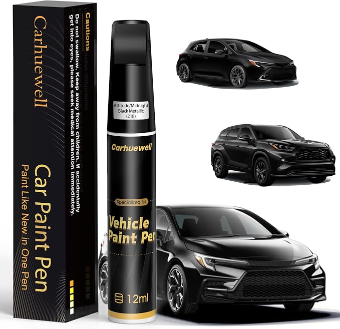 218 Attitude/Midnight Black Metallic Touch Up Paint Compatible with Toyota, Exact Match Car Paint Pen Automotive Scratch Repair Remover Kit Quick & Easy Solution for Vehile Chips and Nicks