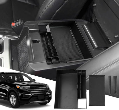 SXCY for 2023 2024 2025 2026 Ford Explorer Center Console Organizer for Ford Explorer 2020-2026 Accessories for 2023-2026 FordExplorer Console Organizer 2025 2026 Explorer Accessories(Black)