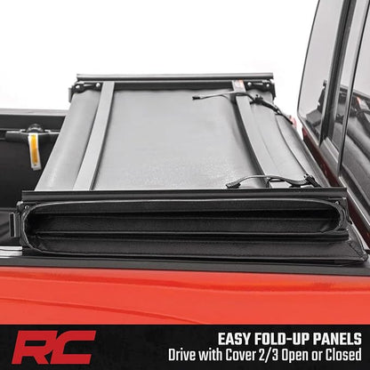 Rough Country Soft Tri-Fold Tonneau Cover for Chevy Silverado & GMC Sierra 1500 (2019-2026) – Weather-Resistant Truck Bed Cover