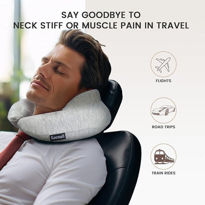 Keemall Inflatable Travel Pillow, Upgraded Travel Neck Pillow for Airplane Neck Support Sleeping - 3rd Generation, Double Comfort Plane Pillow - Portable Travel Essentials
