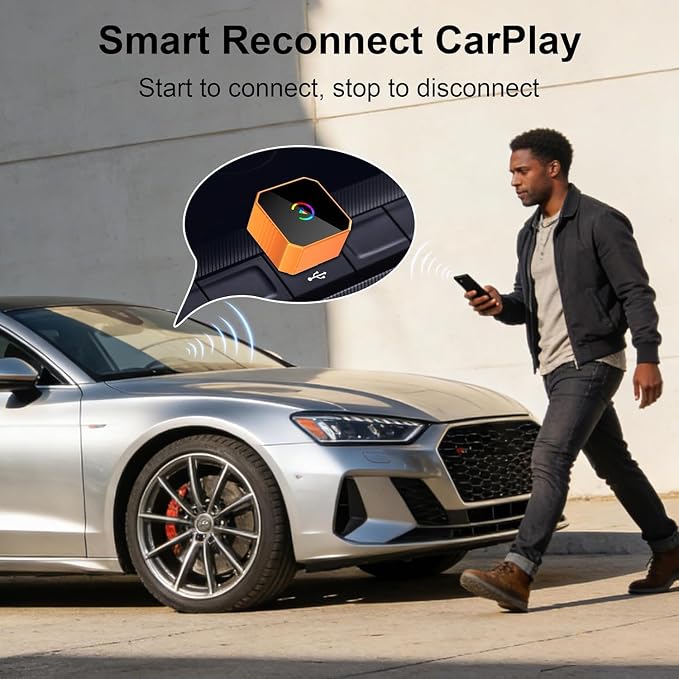 Wireless CarPlay Adapter for iPhone, Upgraded Car Play Wired to Wireless for Apple CarPlay & Android Auto, Plug & Play Auto-Reconnect Zero Lag, Compatible with iOS 10+ Android 11+, 2016+ Cars