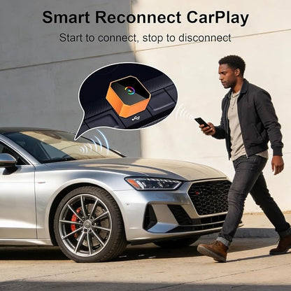 Wireless CarPlay Adapter for iPhone, Upgraded Car Play Wired to Wireless for Apple CarPlay & Android Auto, Plug & Play Auto-Reconnect Zero Lag, Compatible with iOS 10+ Android 11+, 2016+ Cars