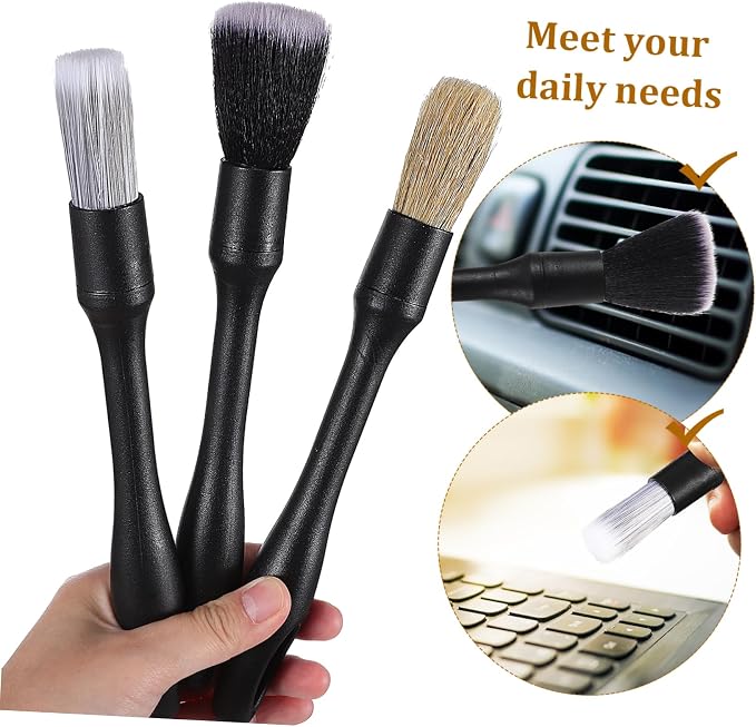 Gatuida 1 Set auto Detailing Beauty Products Crevice Brush car wash Tools Motorcycle Detailing kit car wash Brush Replace car Alloy Wheel Detail Brush Lotus Cleaning Supplies, 22.50X2.40X2.30CM
