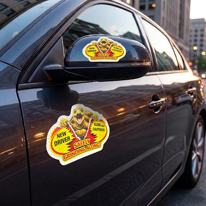 3 Pcs Reflective Student Driver Magnet and Stickers Set - Funny Animal New Driver Safety Signs for Car, Waterproof & Weatherproof High Visibility Vehicle Bumper Decals, Magnet + Stickers (Turtle)