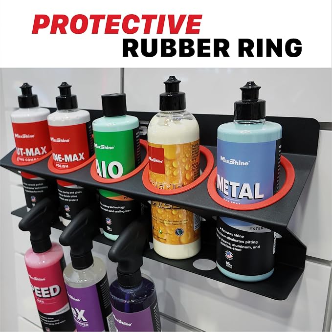 Maxshine Universal Detailing Spray Bottle Holder (6-Pack) – Mobile Detailing & Car Garage Organizer, Holds 5 Bottles (16/32oz) with 4 Small Holes – Lightweight Design, Easy Wall Mounting