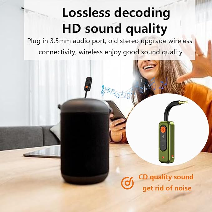 Bluetooth 5.4 Audio Receiver,3.5mm AUX Wireless Audio Adapter,Bluetooth Receiver for Car,Home Stereo,TV,Computer,Gym,Support aptX Low Latency