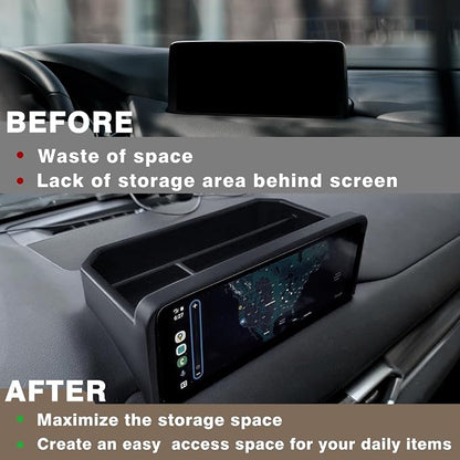Muslogy Dash Storage Box Behind Screen Center Console Organizer Compatible with Mazda CX5 CX-5 Accessories 2022-2025 Sunglasses Holder Dashboard Insert Tray ABS Interior Secondary Accessories