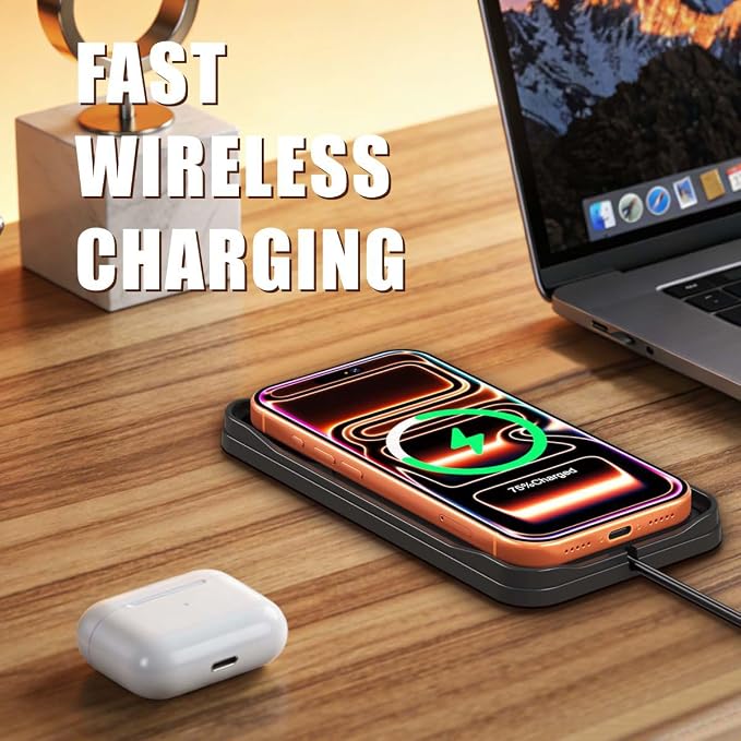 Wireless Car Charger,15w Fast Car Wireless Chargers Charging pad Non Slip Charger for Car Wireless Phone Charger for iPhone 17/16/15/14/13/12 Pro, SE3/SE2/XS/X/XR/8, 100cm Cable