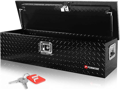 FORWODE 39 Inch Truck Bed Tool Box, Heavy Duty Aluminum Truck Storage Organizer for Pickup Truck Bed RV Toolbox with Handle and Lock Black