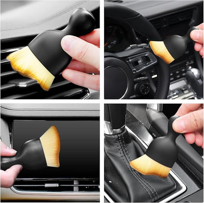 Car Interior Cleaning Brush with Ultra Soft Bristles, Car Duster Interior, Auto Detailing Brushes Dusting Car Accessories for Dashboard, AC Vents, Leather, Scratch-Free (2Pcs_Yellow)