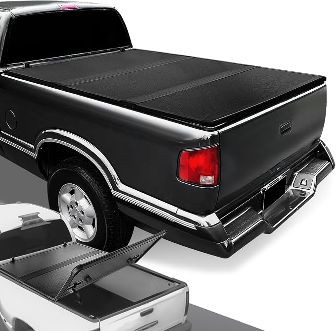 DNA Motoring New Upgrade Truck Bed Top Hard Solid Tri-Fold Tonneau Cover Compatible with 94-03 S10 / Sonoma 6' Bed, TTC-HARD-040