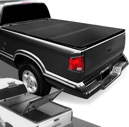 DNA Motoring New Upgrade Truck Bed Top Hard Solid Tri-Fold Tonneau Cover Compatible with 94-03 S10 / Sonoma 6' Bed, TTC-HARD-040