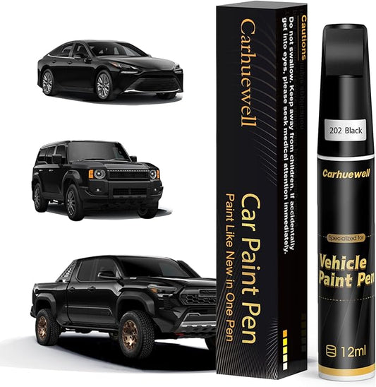 202 Black Touch Up Paint Compatible with Toyota, Exact Match Car Paint Pen Automotive Scratch Repair Remover Kit Quick & Easy Solution for Vehile Chips and Nicks