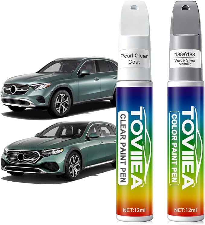 Verde Silver Metallic(188/6188) Touch Up Paint Compatible with Mercedes-Benz,2-In-1 Car Scratch Remover Pen,Car Paint Scratch Repair Kit for Scratches,Chips & Nicks,2-PCS SET