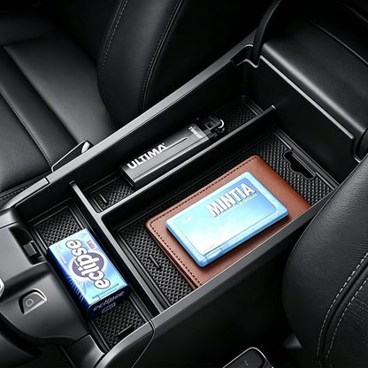 Autorder Center Console Organizer for 2023-2026 Honda HRV Accessories - Armrest Storage Box Secondary Insert Tray with Black&Red Mats