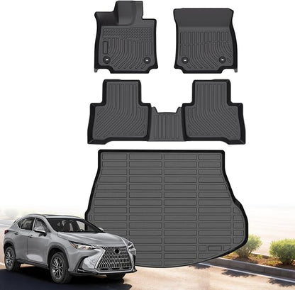 Floor Mats & Cargo Liner for 2022-2026 Lexus NX/NX 350h/NX 450h+/NX450h+ F Sport, All Weather Protection TPE Anti-Slip Car Full Set Custom Fit Car Mats Accessories | Front & 2nd Row & Trunk Mat