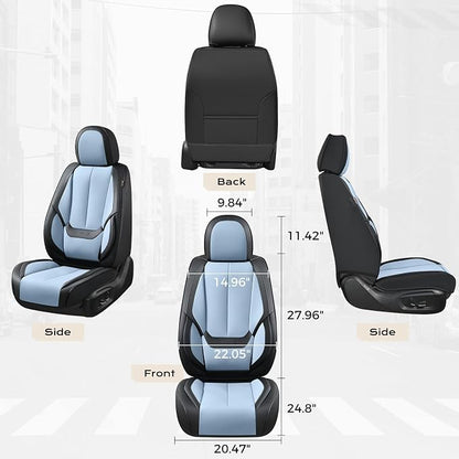 Coverado Seat Covers, Car Seat Covers Front Seats, Leather Seat Covers for Cars, Car Seat Protector Waterproof, Black Car Seat Cushion, Front Carseat Cover Universal Fit for Most Cars Lightblue