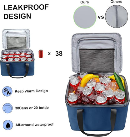 GDNasist Car Trunk Organizer and Storage with Removable Leakproof Cooler Bag, 6 Removable Dividers for Custom Space, Collapsible Trunk Storage with Non Slip Bottom, Foldable Cover for SUV, Jeep, MPVs