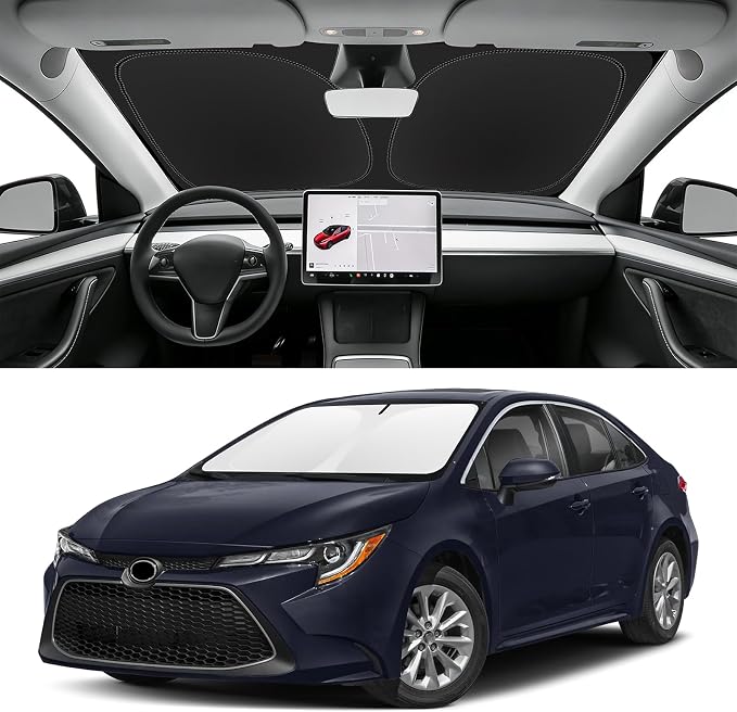 Custom Fit Windshield Sun Shade for Toyota Corolla 2020-2026 (Not for Corolla Cross), Blocks UV & Heat, Front Window Sunshade Accessories, Easy Fold & Store Keep Your Car Cooler