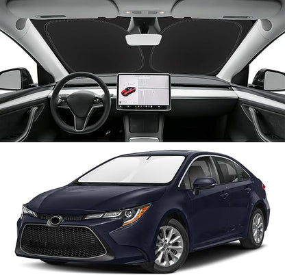Custom Fit Windshield Sun Shade for Toyota Corolla 2020-2026 (Not for Corolla Cross), Blocks UV & Heat, Front Window Sunshade Accessories, Easy Fold & Store Keep Your Car Cooler