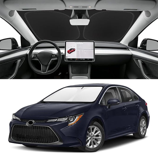 Custom Fit Windshield Sun Shade for Toyota Corolla 2020-2026 (Not for Corolla Cross), Blocks UV & Heat, Front Window Sunshade Accessories, Easy Fold & Store Keep Your Car Cooler