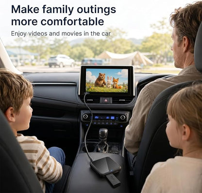 Car TV Adapter with HDMI Input, Wireless CarPlay and Android Auto Dongle for Fire TV Stick, Plug and Play 2K Multimedia Streaming Converter for Factory Wired CarPlay Cars