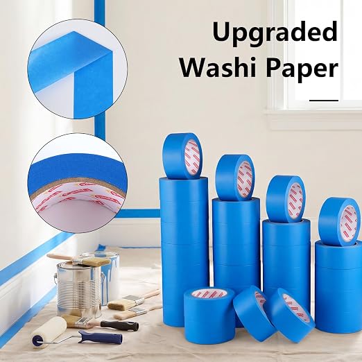 30Rolls Painters Tape 2 Inch Wide, Blue Masking Tape Bulk, 1.89 in x 55 Yd Blue Tape for Wall Painting Home Improvement DIY Crafts, Total 1650 Yards