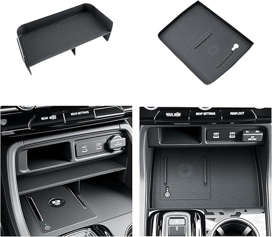 BIBIBO 2Packs for 2026 Honda Passport Console Organizer 2026 Honda Passport Center Console Organizer+Wireless Charging Mat 2026 Passport Console Insert Organizer