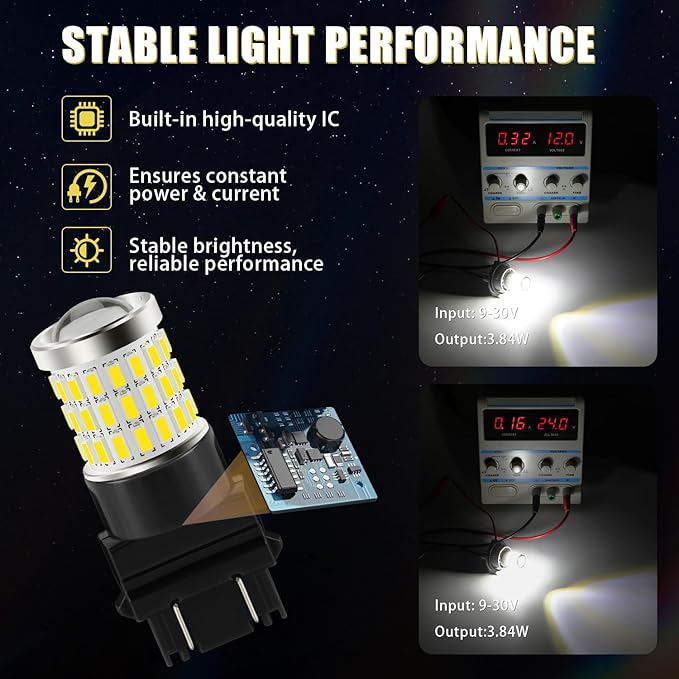 iBrightstar 3157 LED Bulb White, 4157 3156 LED Reverse Light Bulbs Super Bright for Tail Brake Lights Backup Lights Turn Signal Lights, 2 Pack