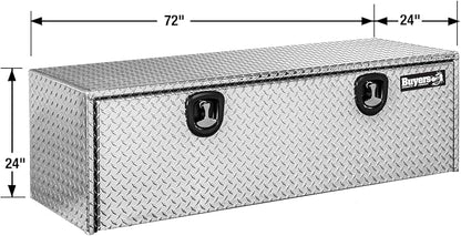 Buyers Products 1705147 Diamond Tread Aluminum Topsider Truck Box with Lockable T-Handle Latch, 24 x 24 x 72 Inch, Truck Storage and Organizer, Made in the USA, Silver