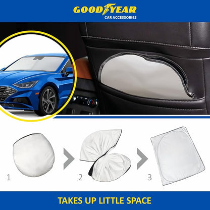 Goodyear Foldable Windshield Sunshade for Hyundai Sonata 2020-2026, Car Accessories, Sunshade Cover, Sun Shade Car Windshield, Window Sun Blocker - GY008335