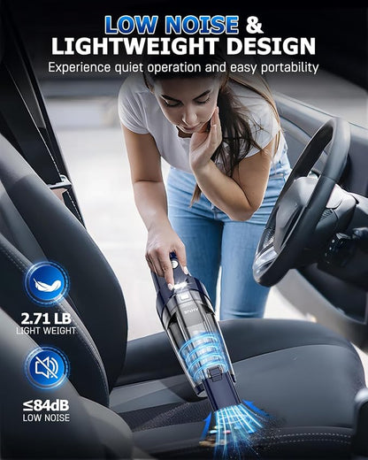 AHNR Handheld Vacuum Cordless, 16000PA Powerful Suction Hand Held Vacuum Dust Busters Cordless Rechargeable with LED Light & 2 HEPA Filters, Portable Car Vacuum Cleaner High Power for Car Home Office