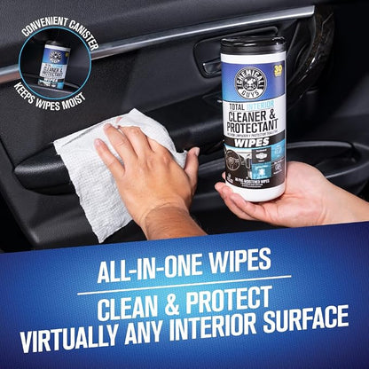 Chemical Guys Total Interior Cleaner & Protectant Canister Wipes, Great for Cars, Trucks, SUVs, RVs, & More (30 Ct) - PMWCSPI22030